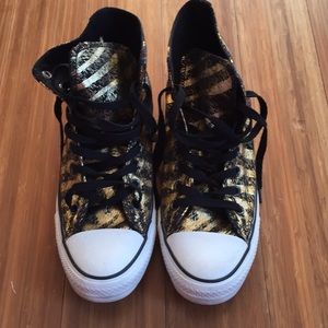 Gold &Black Tiger Print Converse